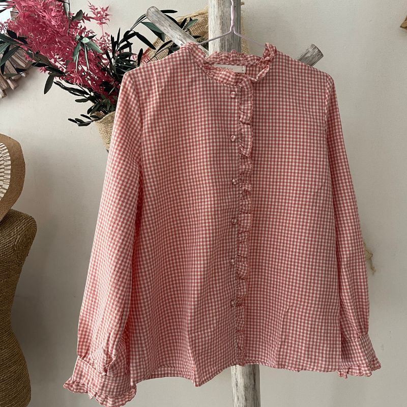 Camisa cuadros vichy rosa